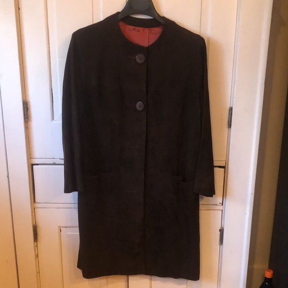 Vintage/antique brown suede midi coat size 12 - Picture 12 of 12